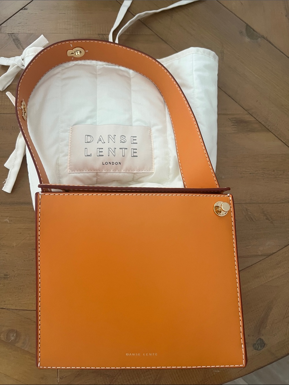 Danse Lente Orange Leather Shoulder Bag